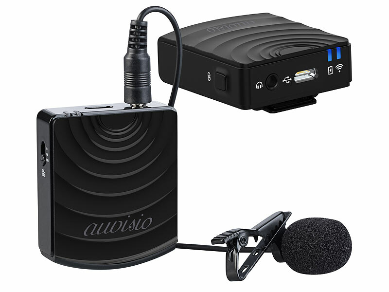 2 microphones sans fil 2,4 GHz avec récepteur jack 3,5 mm