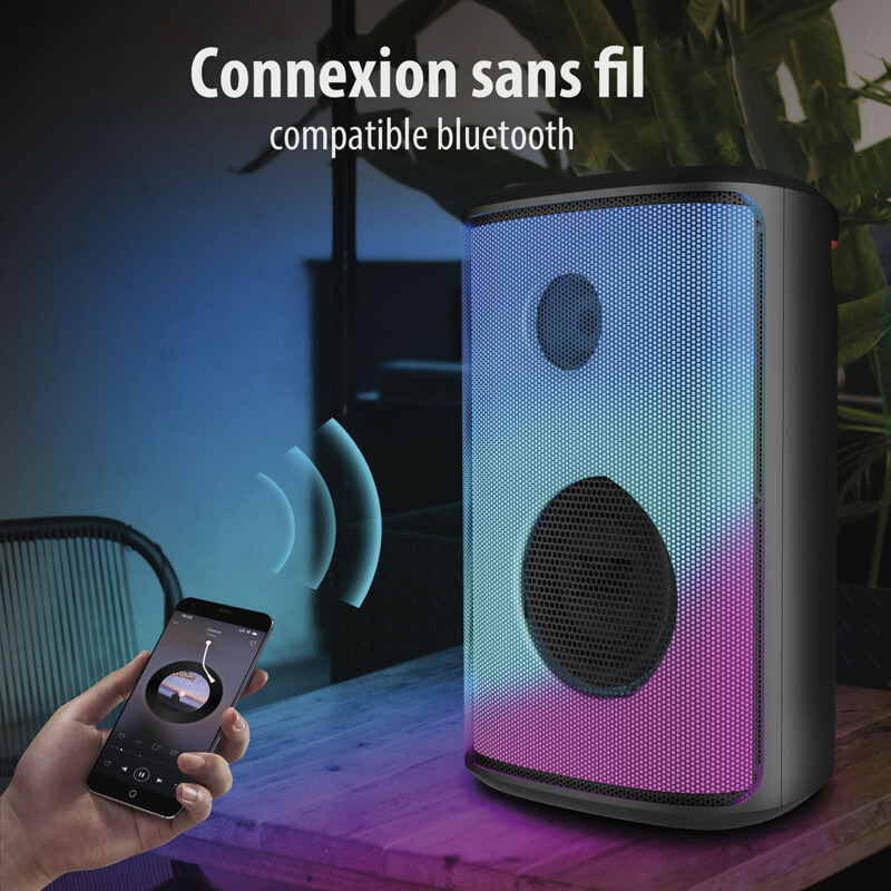 Enceinte Bluetooth 4.0 avec stroboscope RVB intrégré Auvisio, Enceintes  Bluetooth