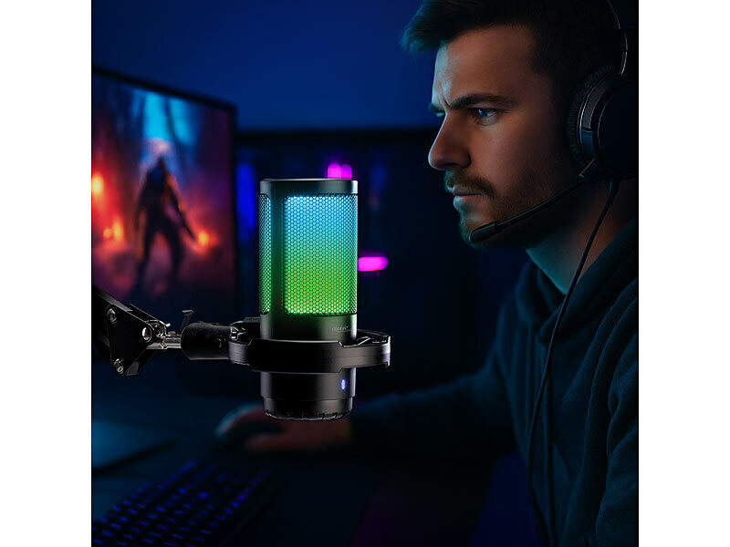 Microphone à condensateur gaming USB RVB avec bras articulé – Image 2