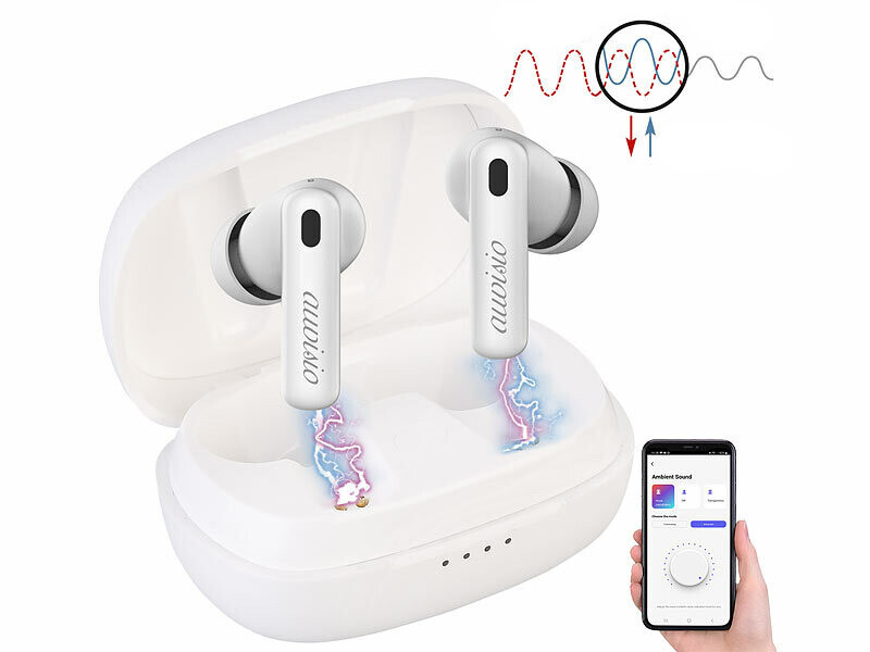 Ecouteurs sans fil True Wireless IHS-730.app avec bluetooth 5.2 et réduction active du bruit - blan