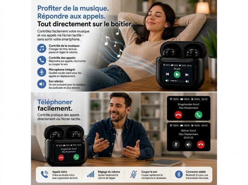 Ecouteurs bluetooth 6.0 avec traducteur IA instantané 133 langues – Image 6