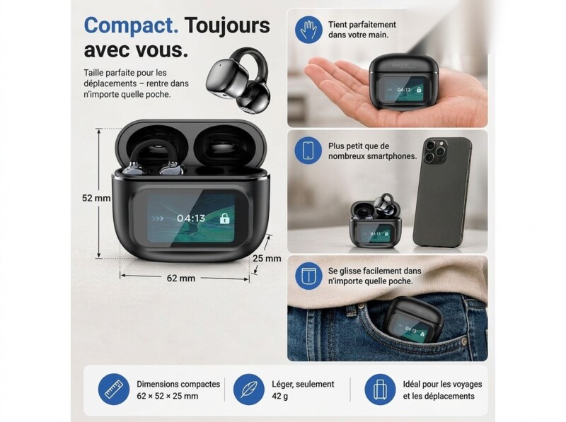Ecouteurs bluetooth 6.0 avec traducteur IA instantané 133 langues – Image 8