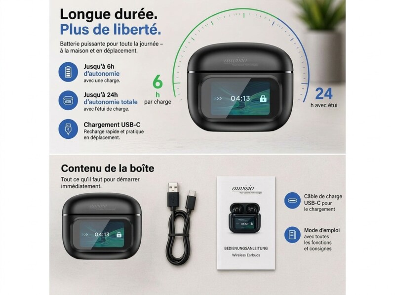 Ecouteurs bluetooth 6.0 avec traducteur IA instantané 133 langues – Image 7